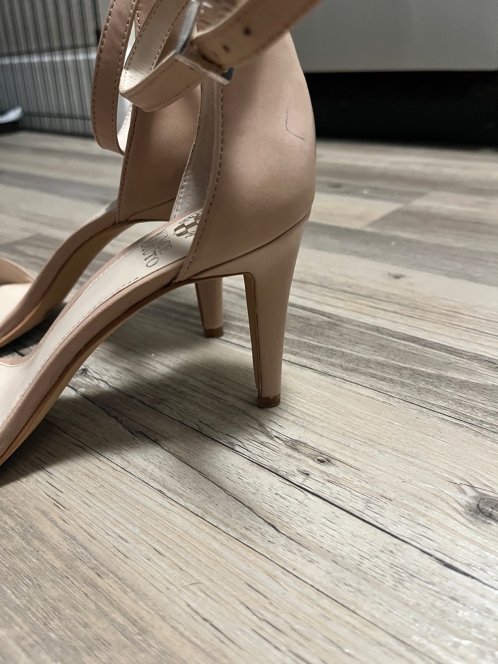 Vince Camuto Blush Nude Ankle Strap Open-Toe Heels - Picture 6 of 8